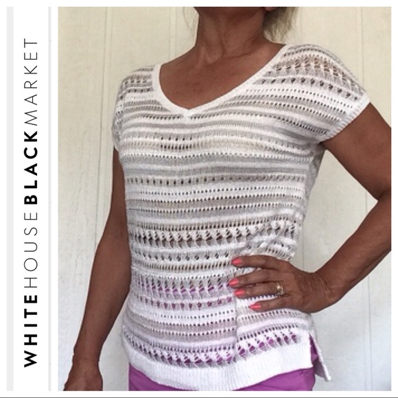 WHITE HOUSE BLACK MARKET CROCHET KNIT TOP SMALL - Picture 3 of 14
